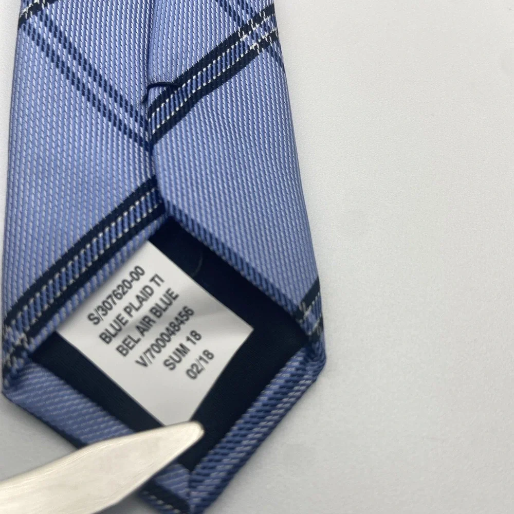 Banana Republic Bel Air Blue Plaid Tie Business Casual Preppy Modern Wedding